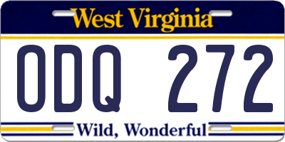 WV license plate ODQ272