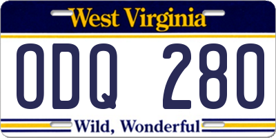 WV license plate ODQ280
