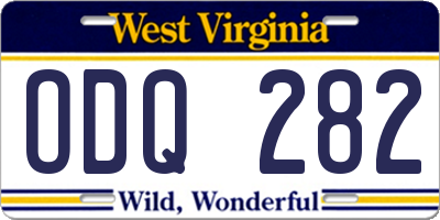 WV license plate ODQ282