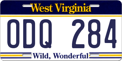 WV license plate ODQ284