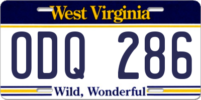 WV license plate ODQ286