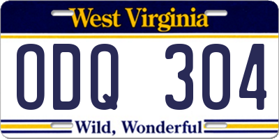 WV license plate ODQ304