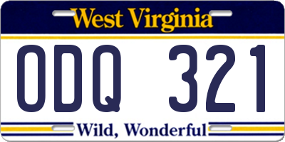 WV license plate ODQ321
