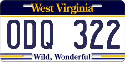 WV license plate ODQ322