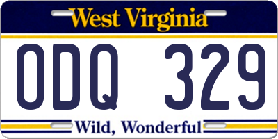 WV license plate ODQ329