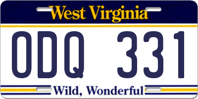 WV license plate ODQ331