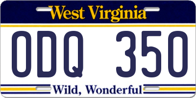 WV license plate ODQ350