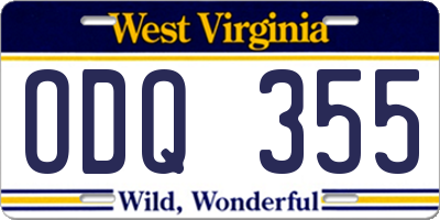 WV license plate ODQ355