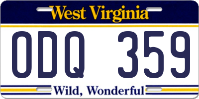 WV license plate ODQ359