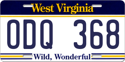 WV license plate ODQ368