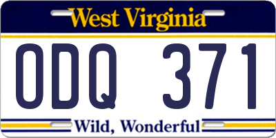 WV license plate ODQ371