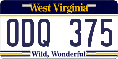 WV license plate ODQ375