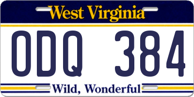 WV license plate ODQ384
