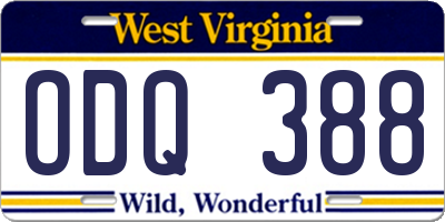 WV license plate ODQ388