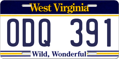 WV license plate ODQ391