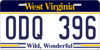 WV license plate ODQ396