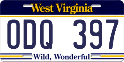 WV license plate ODQ397