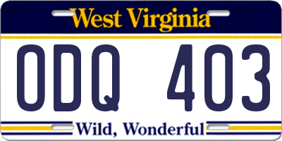 WV license plate ODQ403