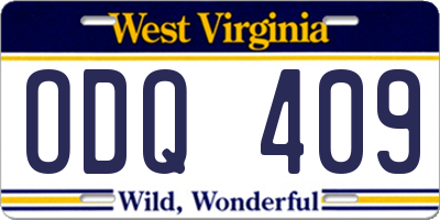 WV license plate ODQ409