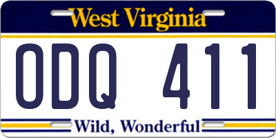 WV license plate ODQ411