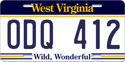 WV license plate ODQ412