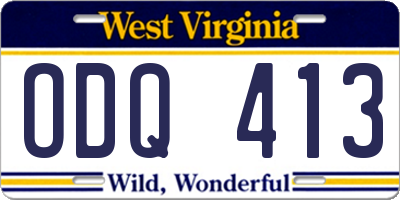 WV license plate ODQ413