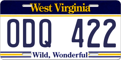 WV license plate ODQ422