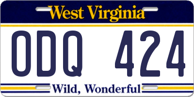 WV license plate ODQ424
