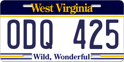 WV license plate ODQ425