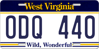 WV license plate ODQ440