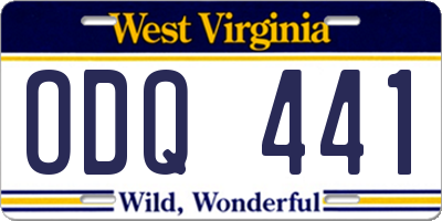 WV license plate ODQ441