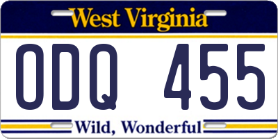 WV license plate ODQ455