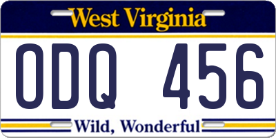 WV license plate ODQ456