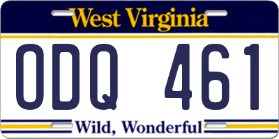 WV license plate ODQ461