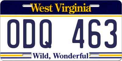 WV license plate ODQ463
