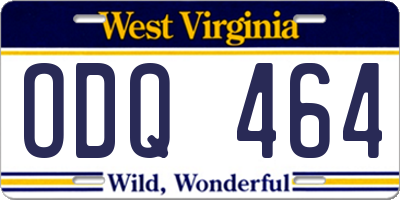 WV license plate ODQ464