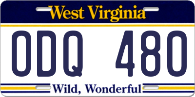 WV license plate ODQ480