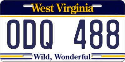 WV license plate ODQ488