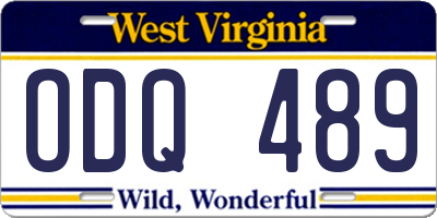 WV license plate ODQ489