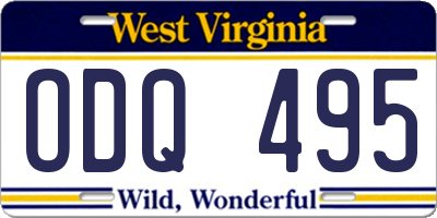 WV license plate ODQ495