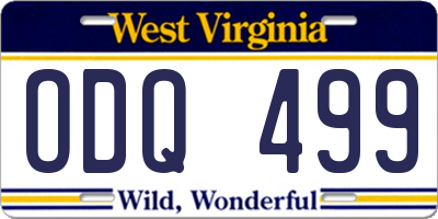 WV license plate ODQ499