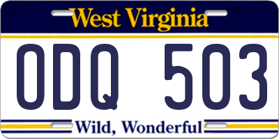 WV license plate ODQ503