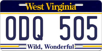 WV license plate ODQ505