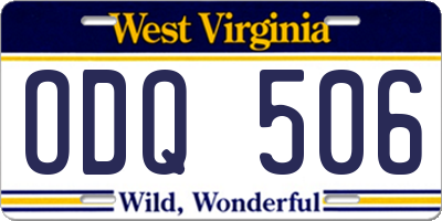 WV license plate ODQ506