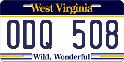 WV license plate ODQ508