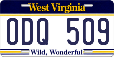 WV license plate ODQ509