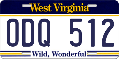 WV license plate ODQ512