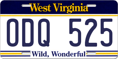 WV license plate ODQ525