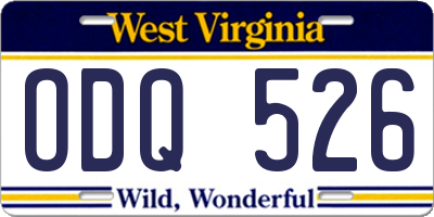 WV license plate ODQ526