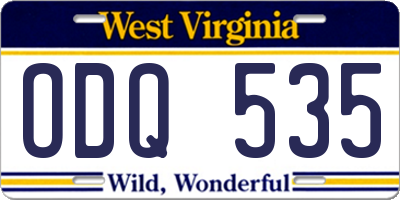 WV license plate ODQ535